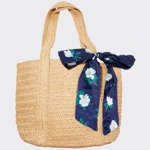Draper James Straw Bag with Floral Scarf